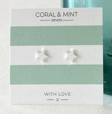 Silver Sparkle stars Coral and Mint
